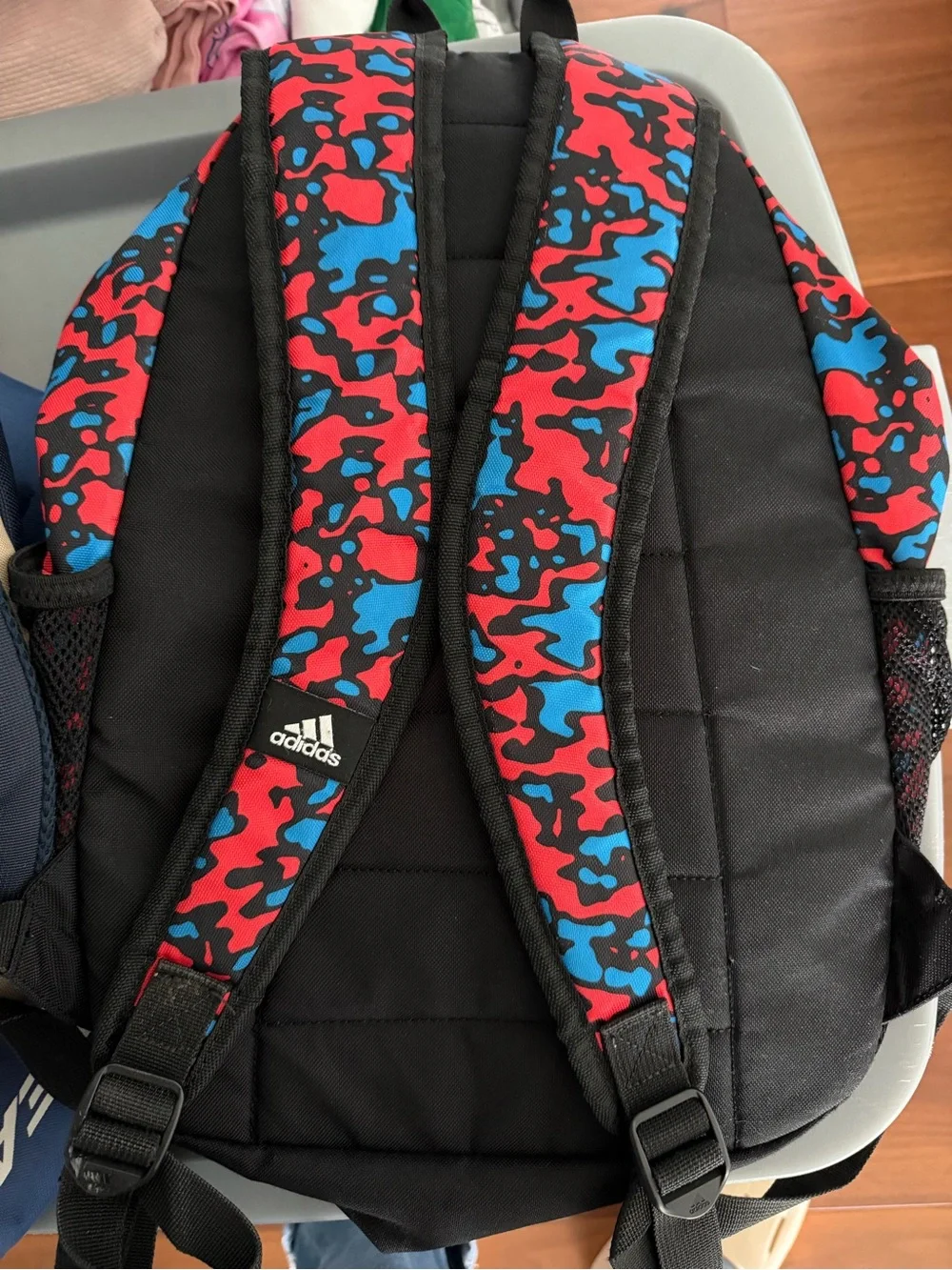 adidas Kids Red and Blue Camo Print Backpack